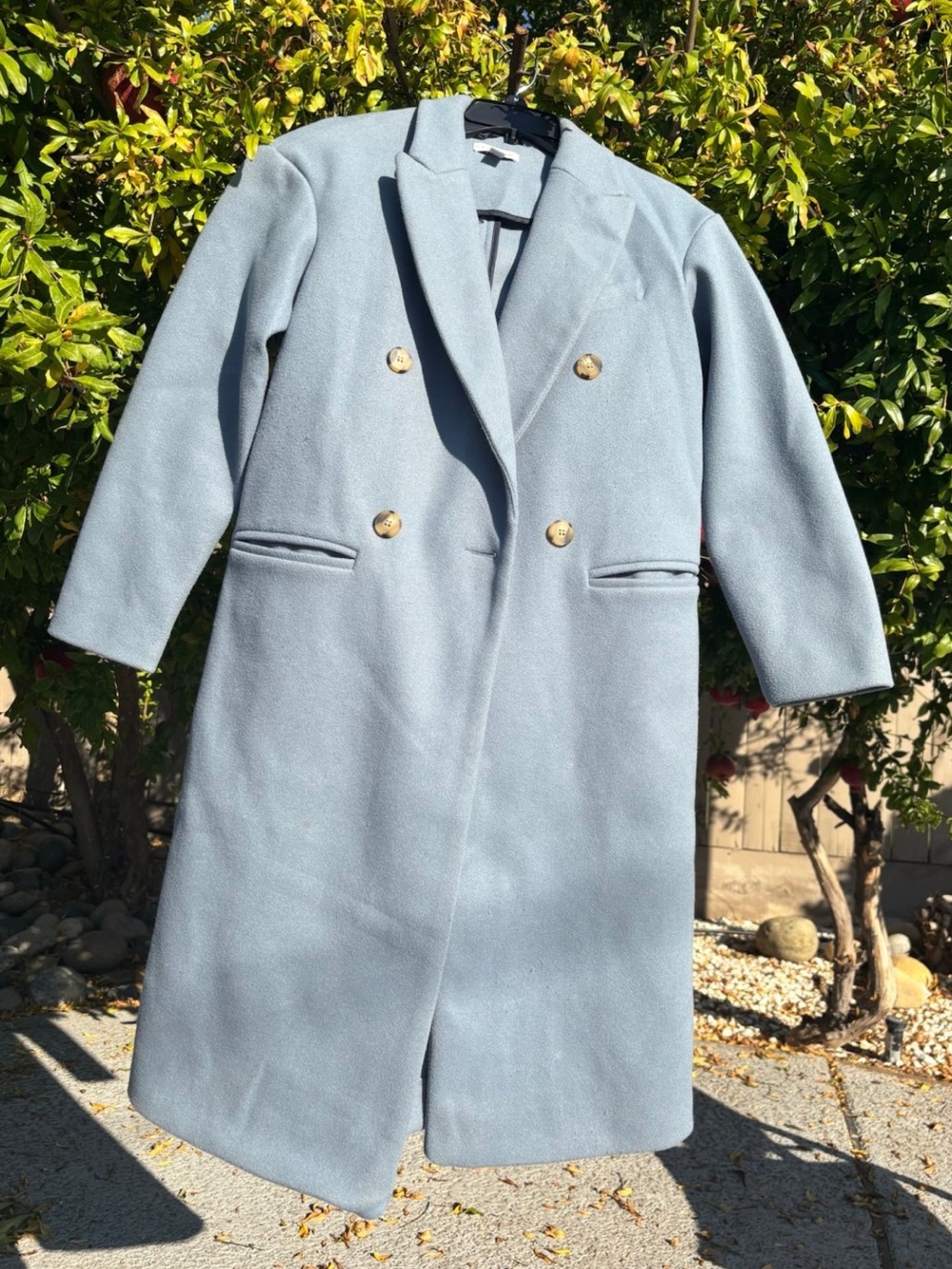 Topshop Double-Breasted Trench Coat in Light Blue